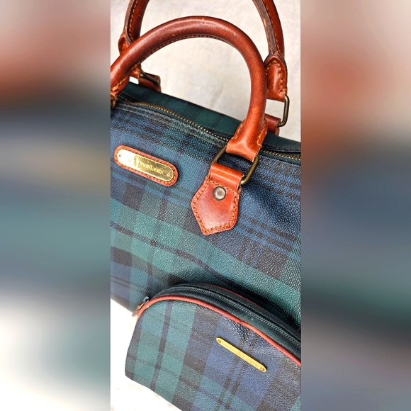 VINTAGE Polo Ralph Lauren Black Watch Check Mini Boston Bag & Cosmetic Bag - Picture 3 of 10